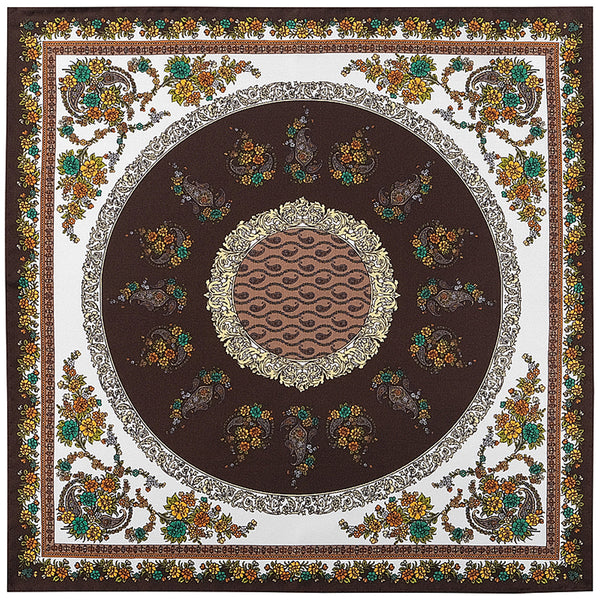 Floral Pattern Silk Pocket Square - Brown / Mix - Brunati Como