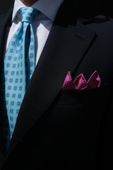 Handrolled Pindot Pocket Square - Pink/White - Brunati Como