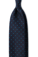 3-Fold Silk Grenadine Pindot Tie - Navy/Light Blue - Brunati Como