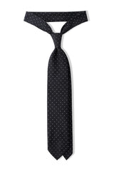 3-Fold Silk Grenadine Pindot Tie - Black - Brunati Como