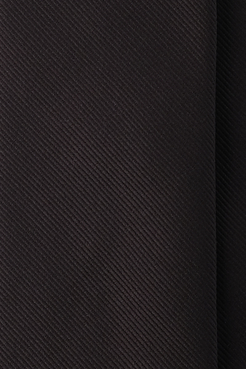 3-Fold Untipped Solid Repp Tie - Black - Brunati Como