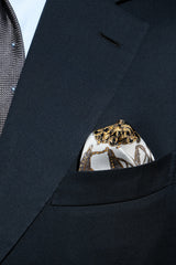 Heraldic Pattern Silk Pocket Square - Black / Mix - Brunati Como