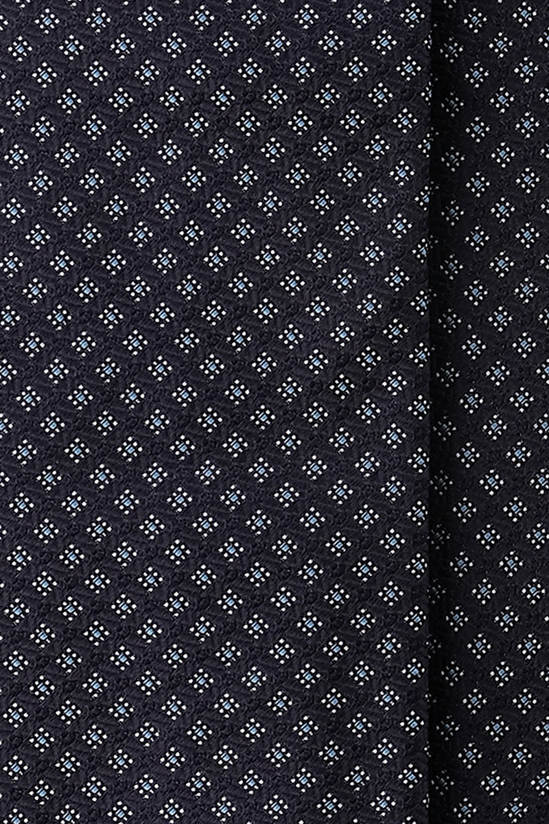 3- Fold Floral Silk Jacquard Tie - Navy / Light Blue - Brunati Como