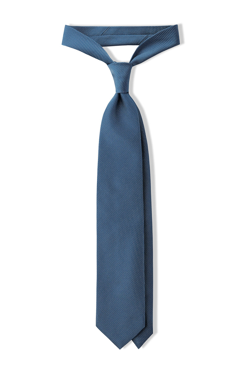 3- Fold Jacquard Tie - Royal Blue / White - Brunati Como