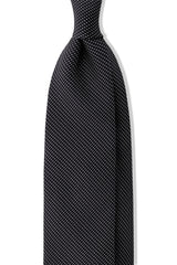 3-fold Striped Silk Jacquard Tie - Dark Navy - Brunati Como