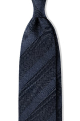 3-Fold Striped Silk Grenadine Tie - Melange Blue - Brunati Como