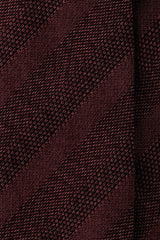 3-Fold Striped Silk Grenadine Tie - Melange Bordeaux - Brunati Como
