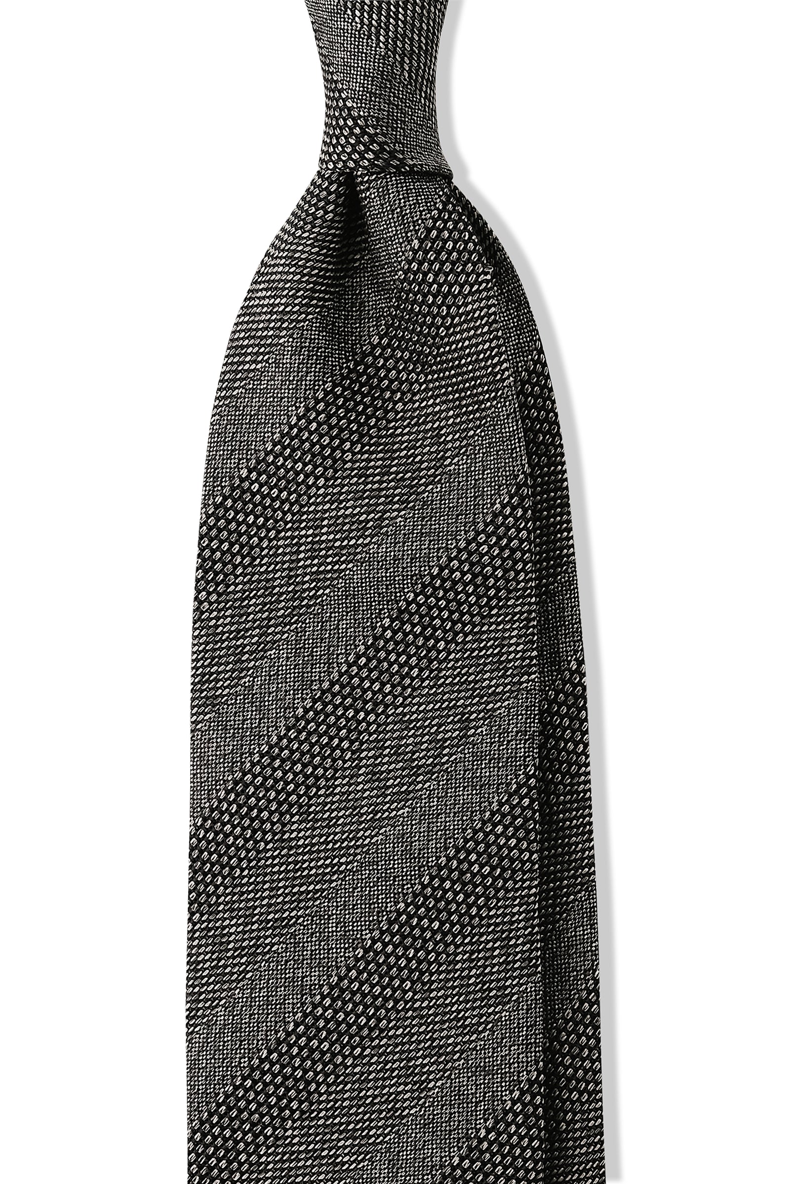 3-Fold Striped Silk Grenadine Tie - Salt & Pepper | Brunati Como®