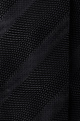 3-Fold Striped Silk Grenadine Tie - Black / Dark Navy - Brunati Como