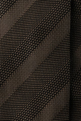 3-Fold Striped Silk Grenadine Tie - Dark Olive - Brunati Como