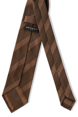 3-Fold Striped Silk Grenadine Tie - Havana Gold - Brunati Como