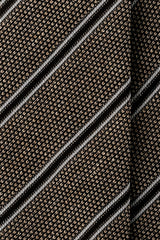 Handrolled Striped Silk Grenadine Linen Jacquard Tie - Curry Melange / Brown - Brunati Como