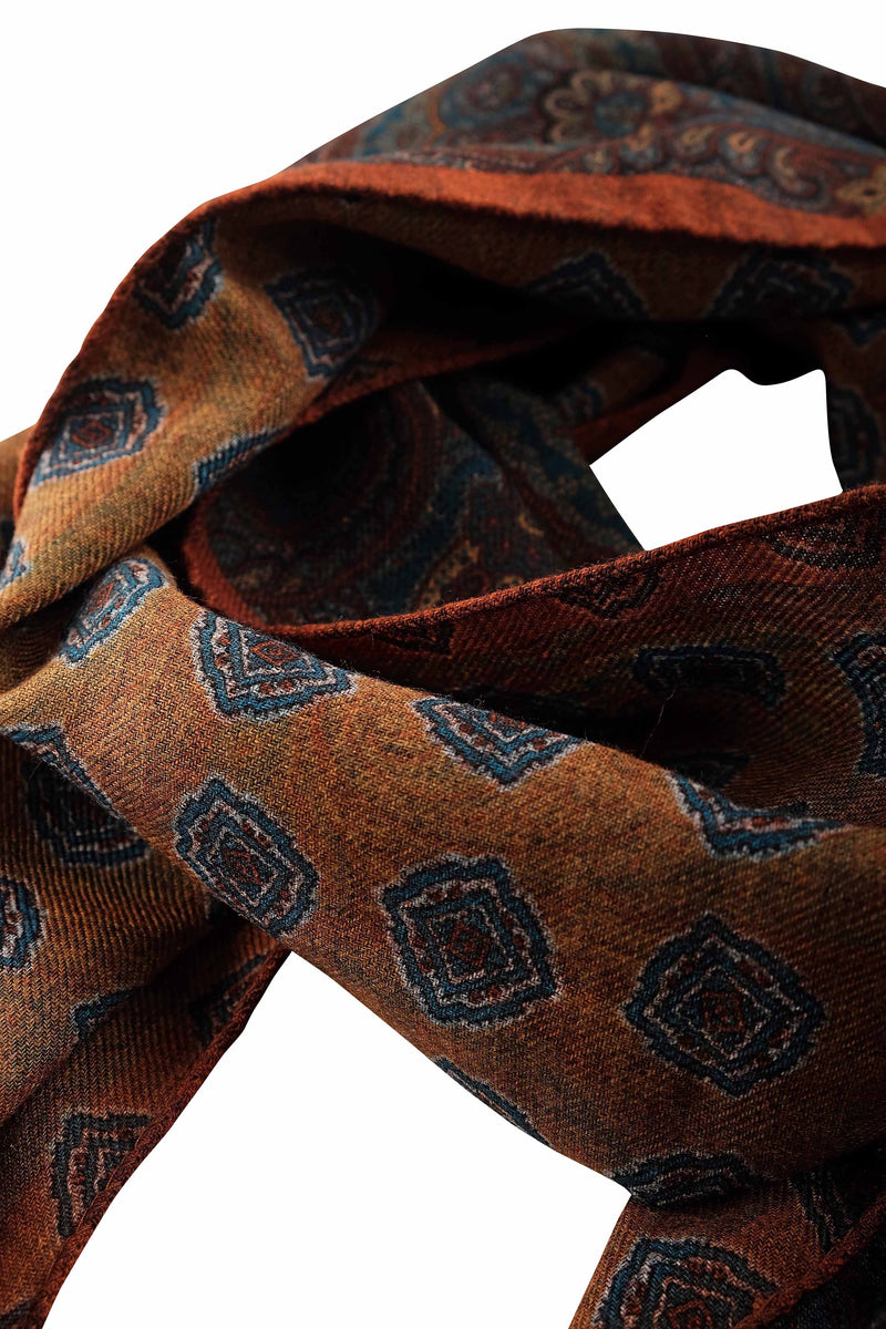 Handrolled Doubleface Flannel Scarf - Amber / Ginger - Brunati Como