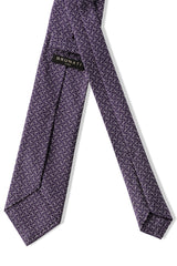 3-Fold Horsebit Printed Silk Tie - Purple - Brunati Como