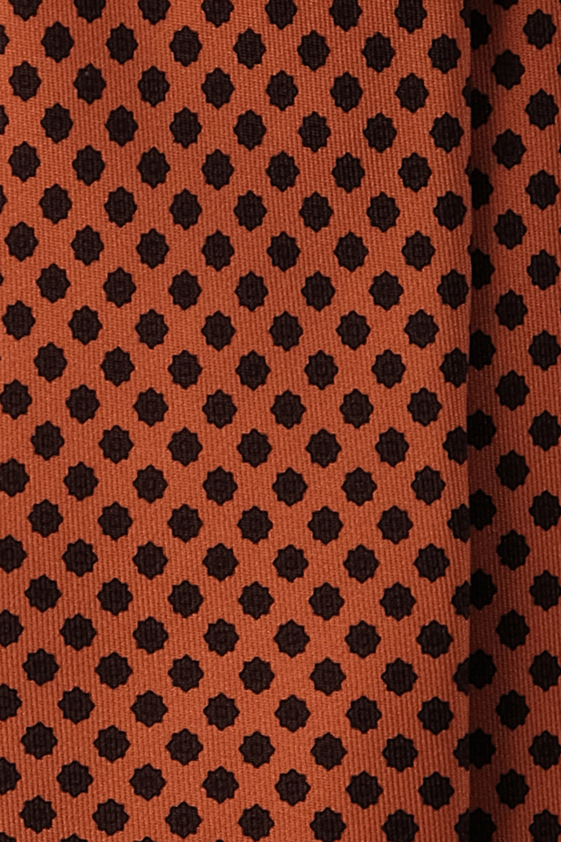 3-Fold Floral Printed Silk Tie - Orange/Brown - Brunati Como
