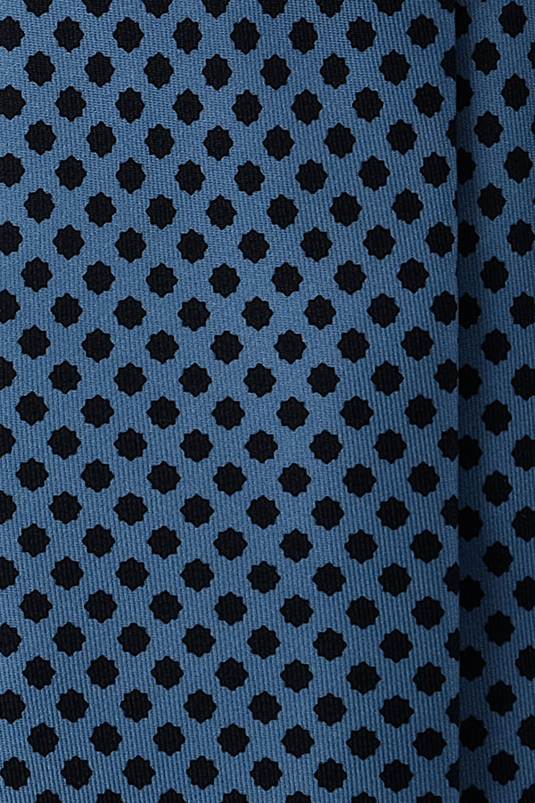 3-Fold Floral Printed Silk Tie - Blue/Navy - Brunati Como