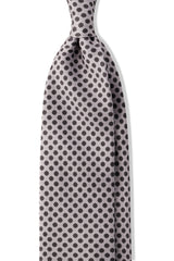 3-Fold Floral Printed Silk Tie - Light Grey/Grey - Brunati Como