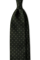 3-Fold Cube Patterned Printed Silk Tie - Forest/Green - Brunati Como