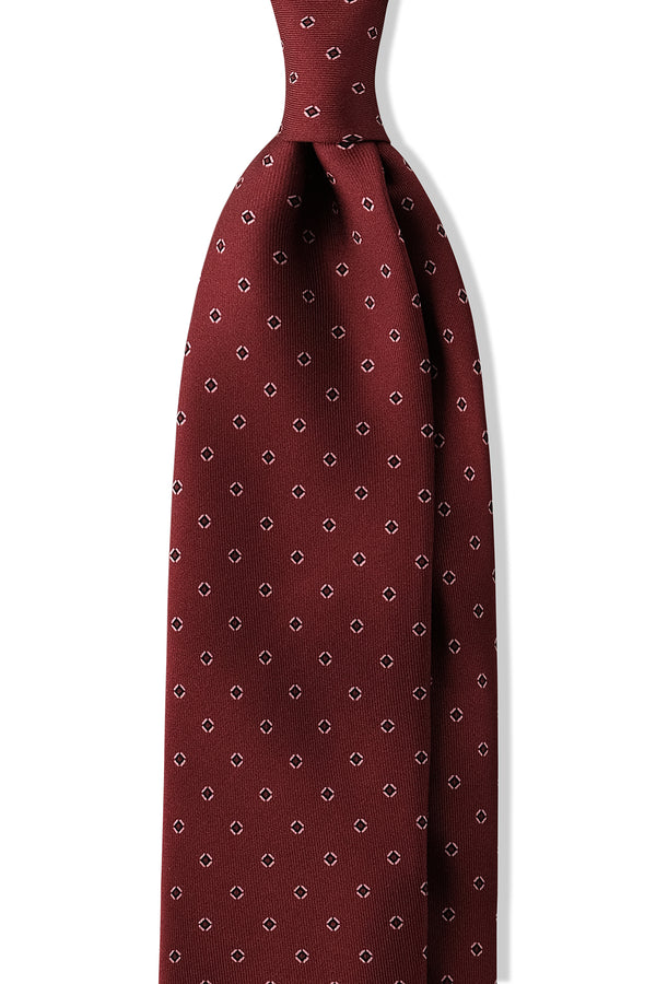 3-Fold Cube Patterned Printed Silk Tie - Red/Pink - Brunati Como