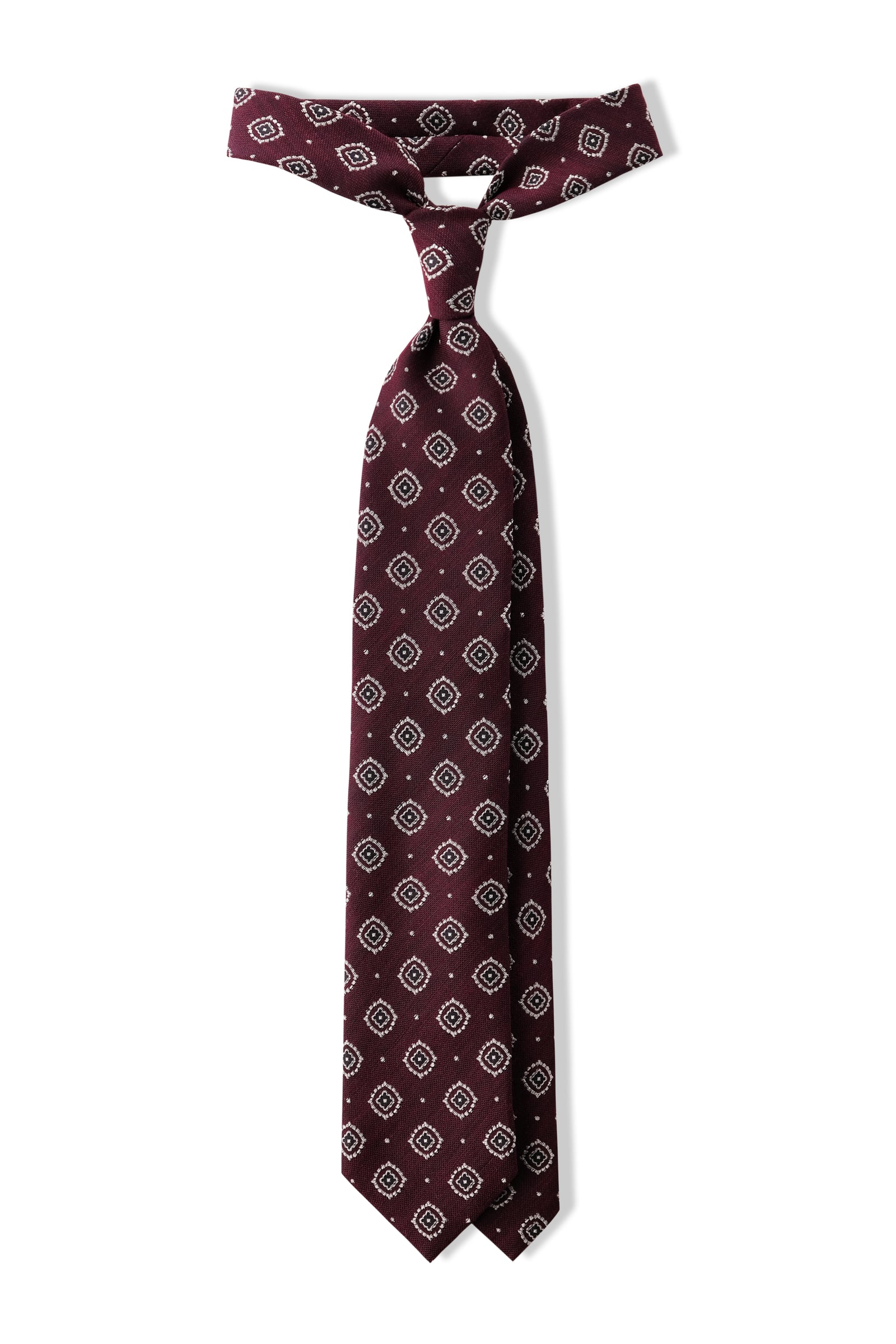 patterned burgundy tie