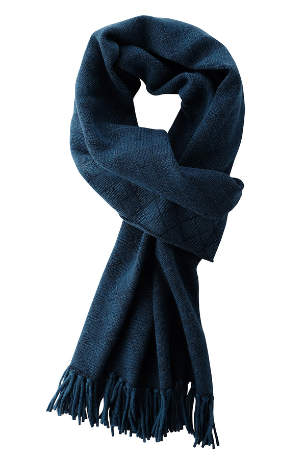 Doubleface Jacquard Cashmere Scarf - Aegean Blue - Brunati Como