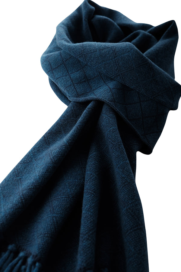 Doubleface Jacquard Cashmere Scarf - Aegean Blue - Brunati Como