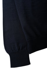 Merino Wool Knitted Cardigan - Navy - Brunati Como