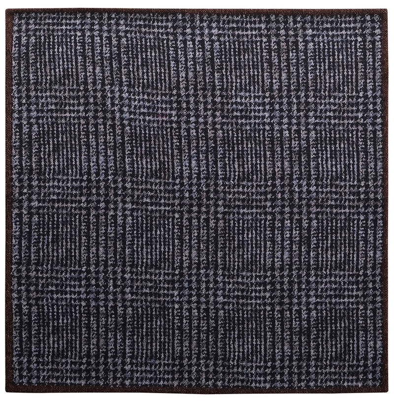 Doubleface Handrolled Silk Linen Pocket Square - Navy/Brown - Brunati Como