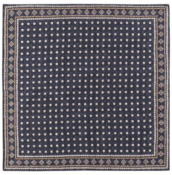 Doubleface Handrolled Polka Dot Silk Pocket Square - Blue/Beige - Brunati Como