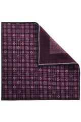 Doubleface Herringbone Silk Linen Pocket Square - Burgundy/Navy/Beige - Brunati Como