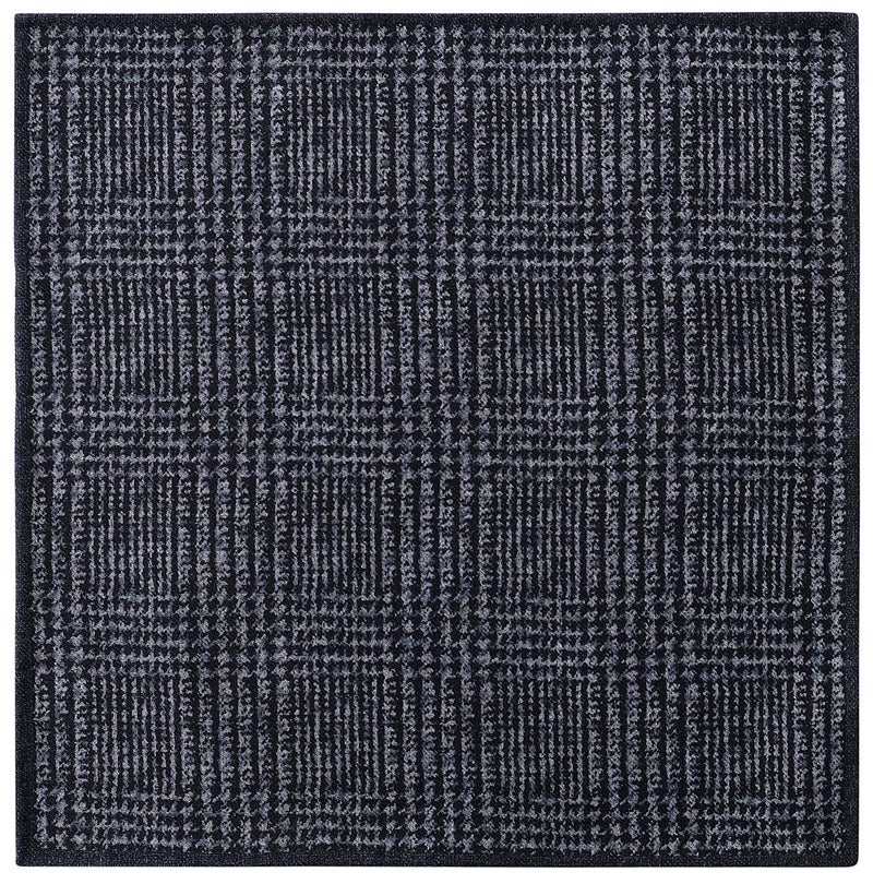 Doubleface Handrolled Silk Linen Pocket Square - Navy/Grey/Blue - Brunati Como