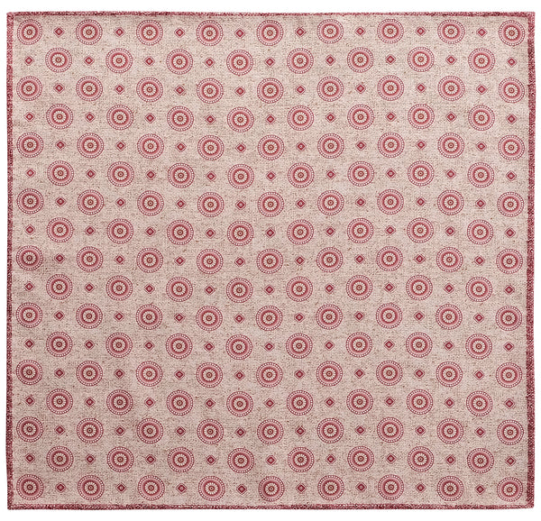 Doubleface Handrolled Silk Pocket Square - Beige/Burgundy/Pink - Brunati Como