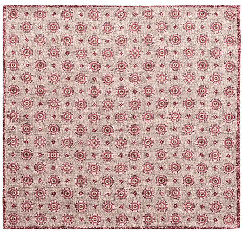 Doubleface Handrolled Silk Pocket Square - Beige/Burgundy/Pink - Brunati Como