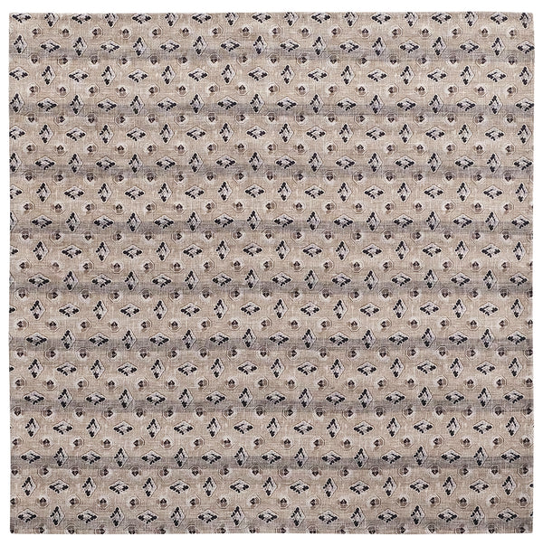 Doubleface Patterned Irish Linen Pocket Square - Beige/Navy - Brunati Como