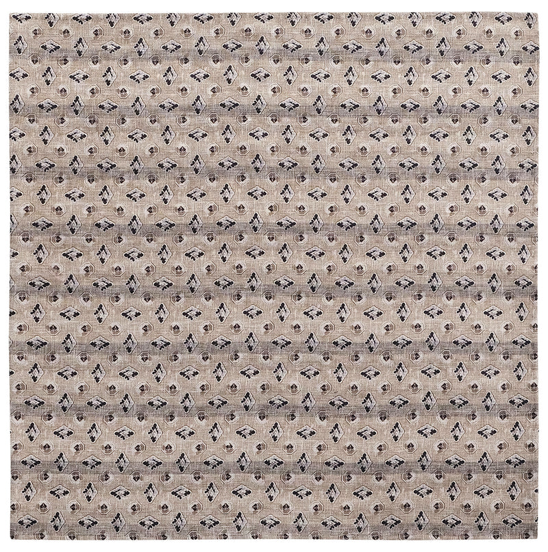 Doubleface Patterned Irish Linen Pocket Square - Beige/Navy - Brunati Como