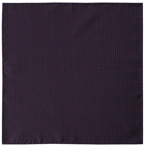 Handrolled Pindot Pocket Square - Navy/Red - Brunati Como