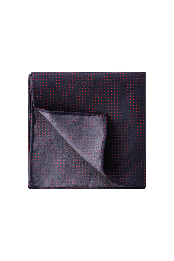 Handrolled Pindot Pocket Square - Navy/Red - Brunati Como