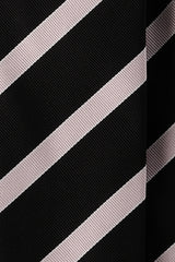 3-Fold Striped Repp Silk Tie - Black / Light Pink - Brunati Como