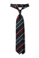 3-Fold Preppy Repp Silk Tie - Royal Navy / Green / Red - Brunati Como