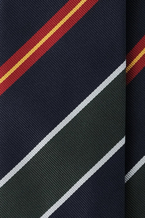 3-Fold Preppy Repp Silk Tie - Royal Navy / Green / Red - Brunati Como