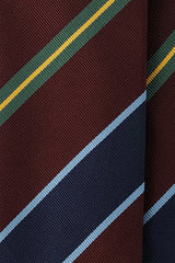 3-Fold Preppy Repp Silk Tie - Burgundy / Royal Blue / Green / Yellow - Brunati Como