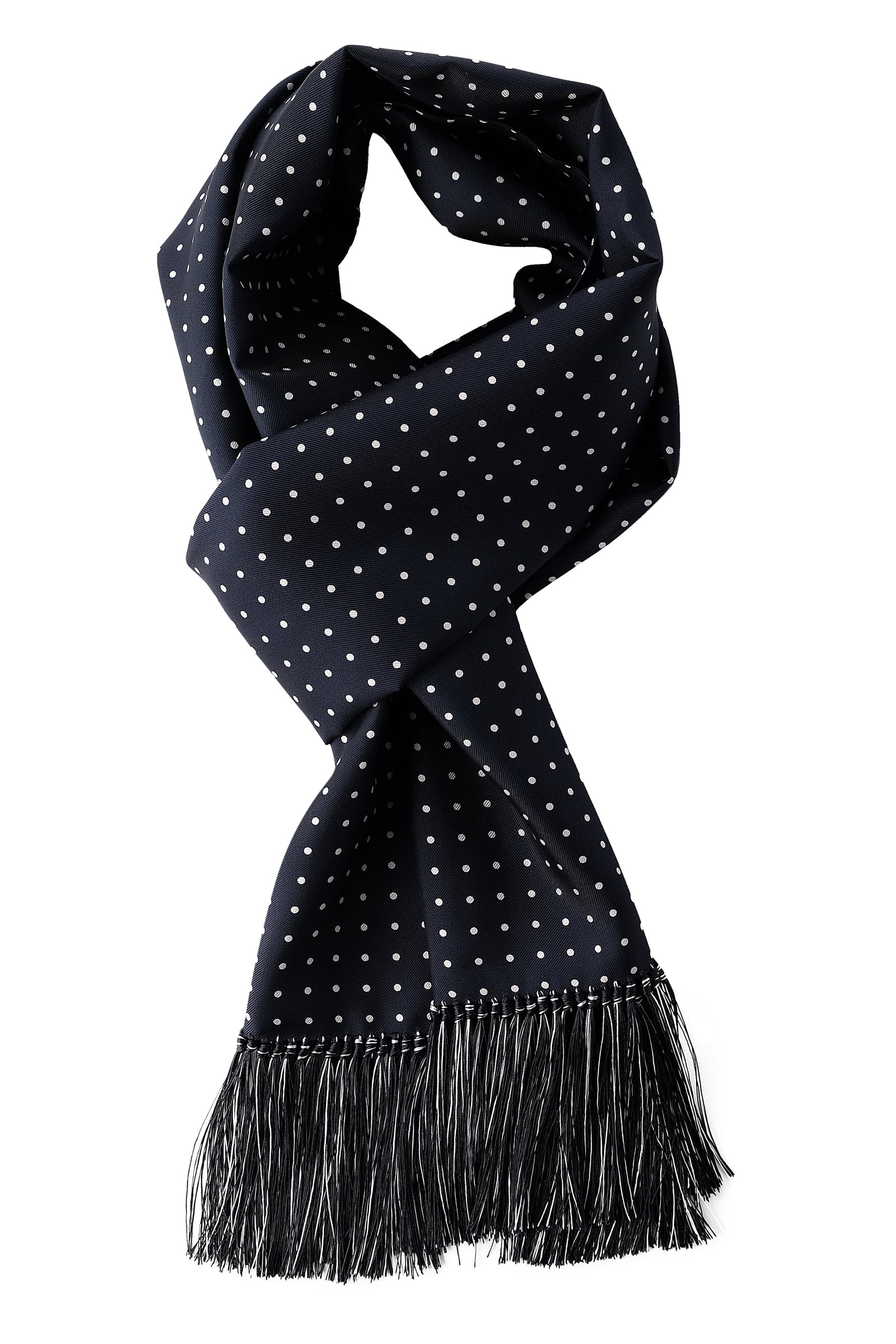 Polka Dot Silk Scarf - Navy/White | Brunati Como® display picture 1