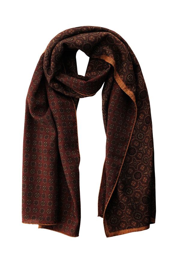 Handrolled Doubleface Flannel Scarf - Burgundy Rust - Brunati Como