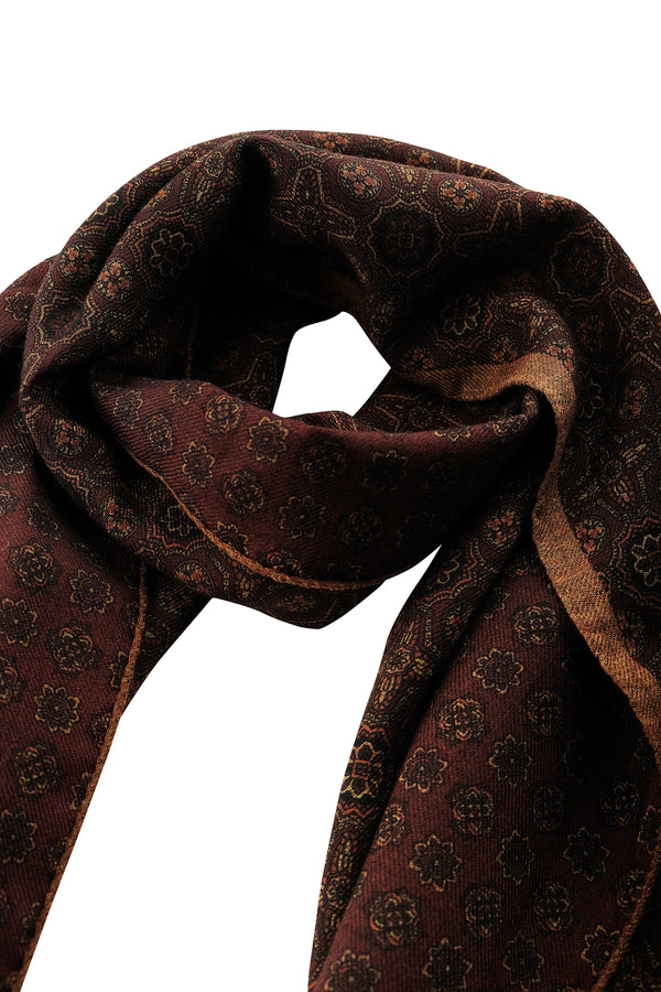 Handrolled Doubleface Flannel Scarf - Burgundy Rust - Brunati Como