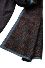 Handrolled Doubleface Flannel Scarf - Blue / Rust - Brunati Como