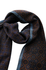 Handrolled Doubleface Flannel Scarf - Blue / Rust - Brunati Como