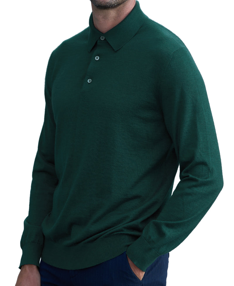 Dark Green Cashmere Silk Knitted Polo