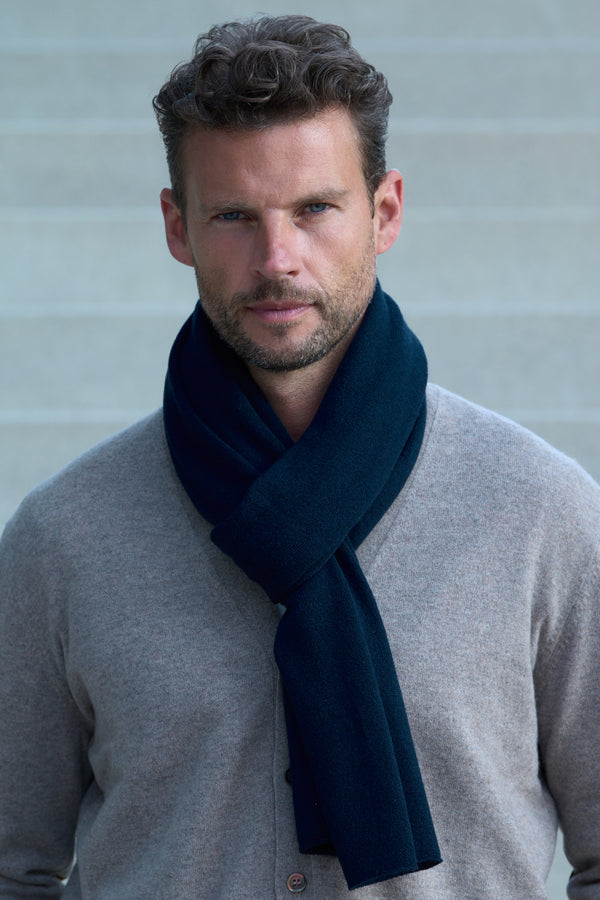 Natural Cashmere Scarf - Navy - Brunati Como