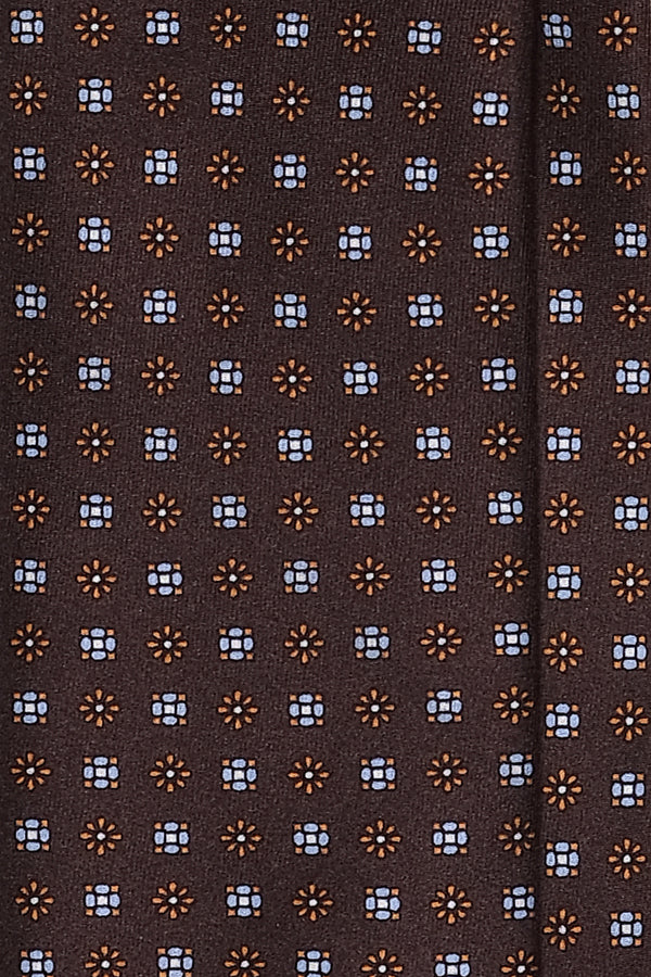 3-Fold Floral Macclesfield Printed Silk Tie - Chocolat - Brunati Como