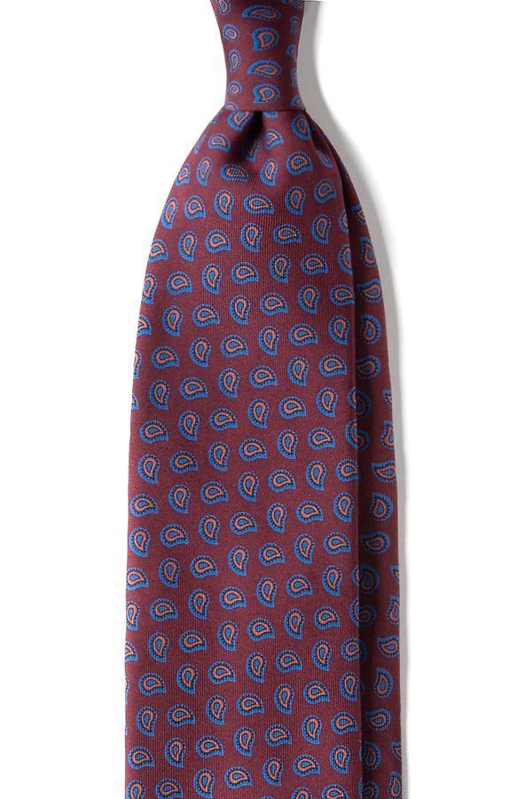 3-Fold Paisley Ancient Madder Silk Tie - Burgundy - Brunati Como